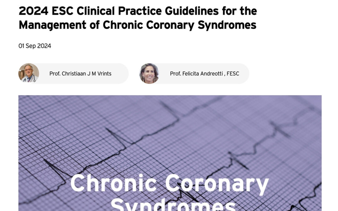 2024 ESC guidelines for the management of chronic coronary syndromes.